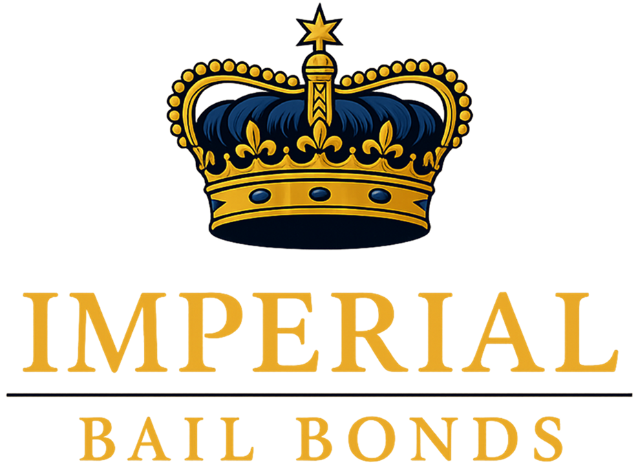 Imperial Bail Bonds logo featuring a golden crown above bold gold lettering, symbolizing trust, authority, and professionalism.